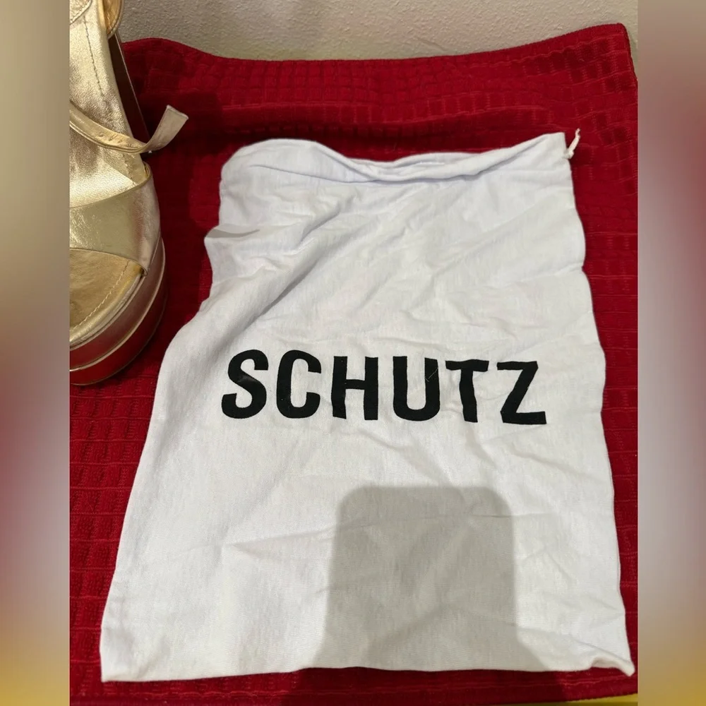Schutz Kaila Heel in Platina size 9.5..